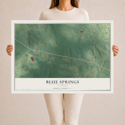 Map of Blue Springs, Alabama, 24 x 36 inch unframed archival matte print