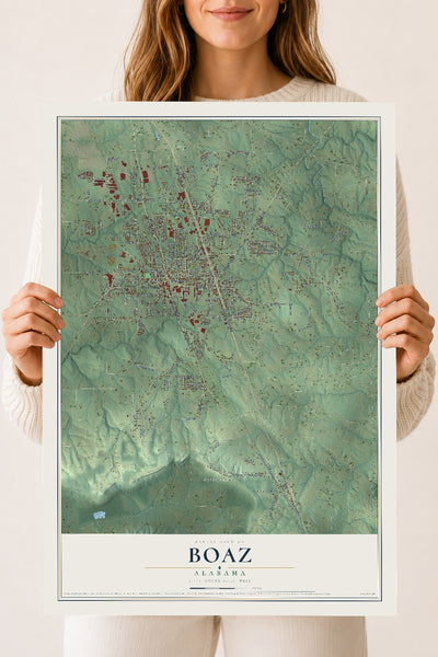 Map of Boaz, Alabama, 18 x 24 inch unframed archival matte print