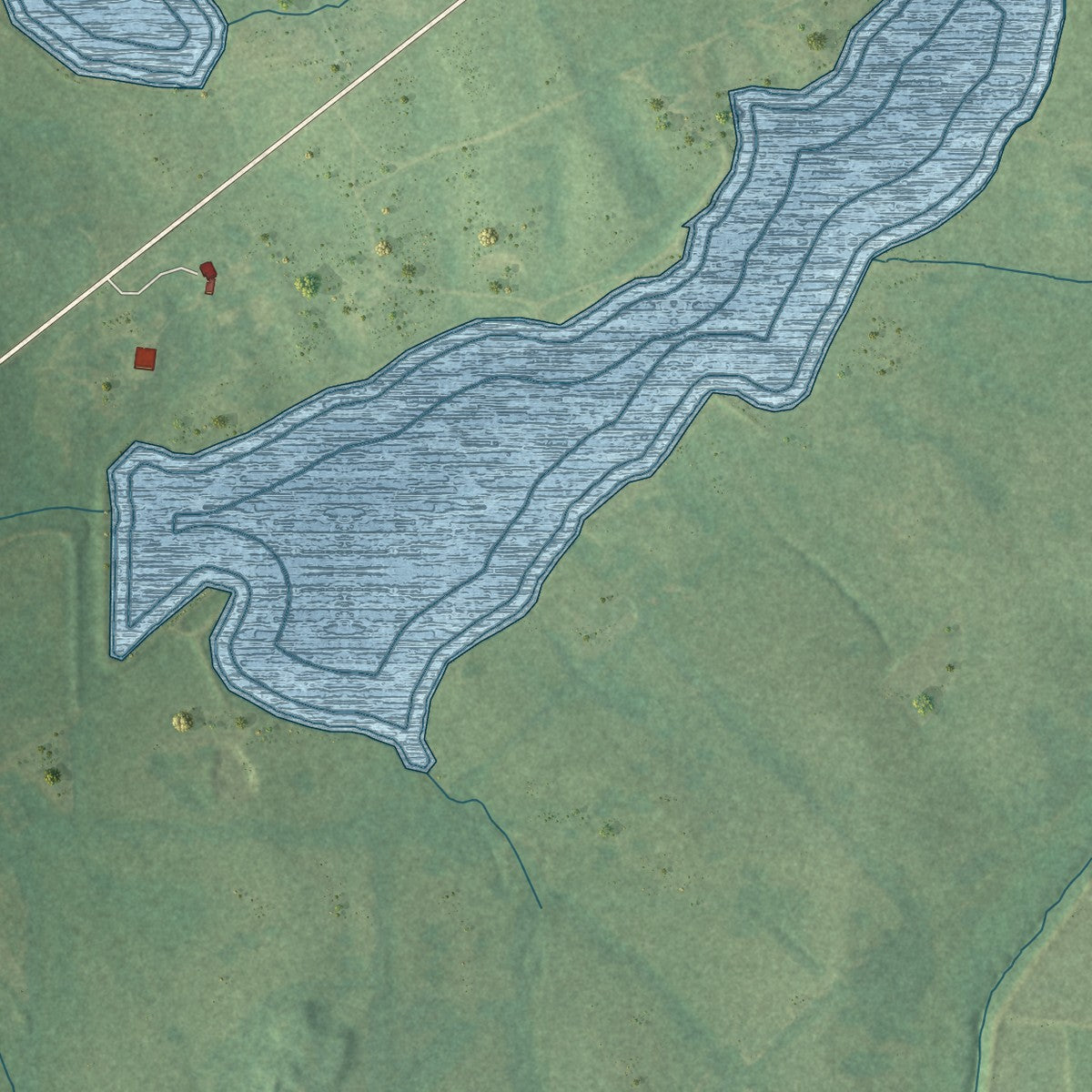 Close-up of the map of Boligee, Alabama print showing street and building detail