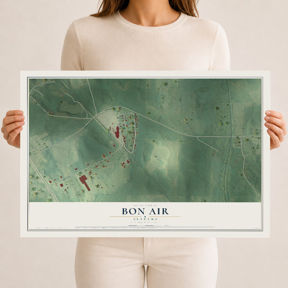 Map of Bon Air, Alabama, 12 x 18 inch unframed archival matte print
