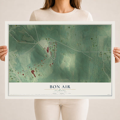 Map of Bon Air, Alabama, 18 x 24 inch unframed archival matte print