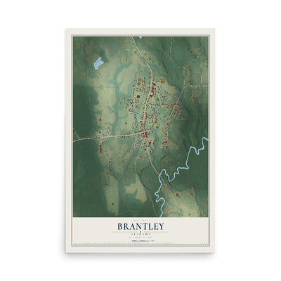 Map of Brantley, Alabama, 12 x 18 inch unframed archival matte print