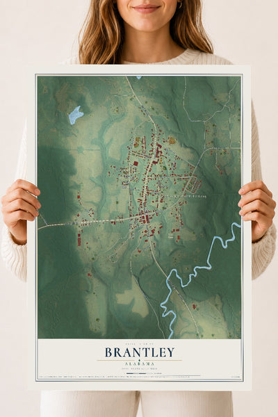 Map of Brantley, Alabama, 18 x 24 inch unframed archival matte print