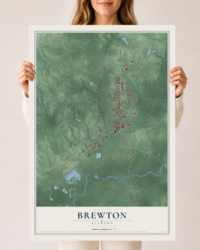 Map of Brewton, Alabama, 24 x 36 inch unframed archival matte print
