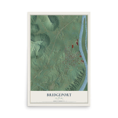 Map of Bridgeport, Alabama, 12 x 18 inch unframed archival matte print
