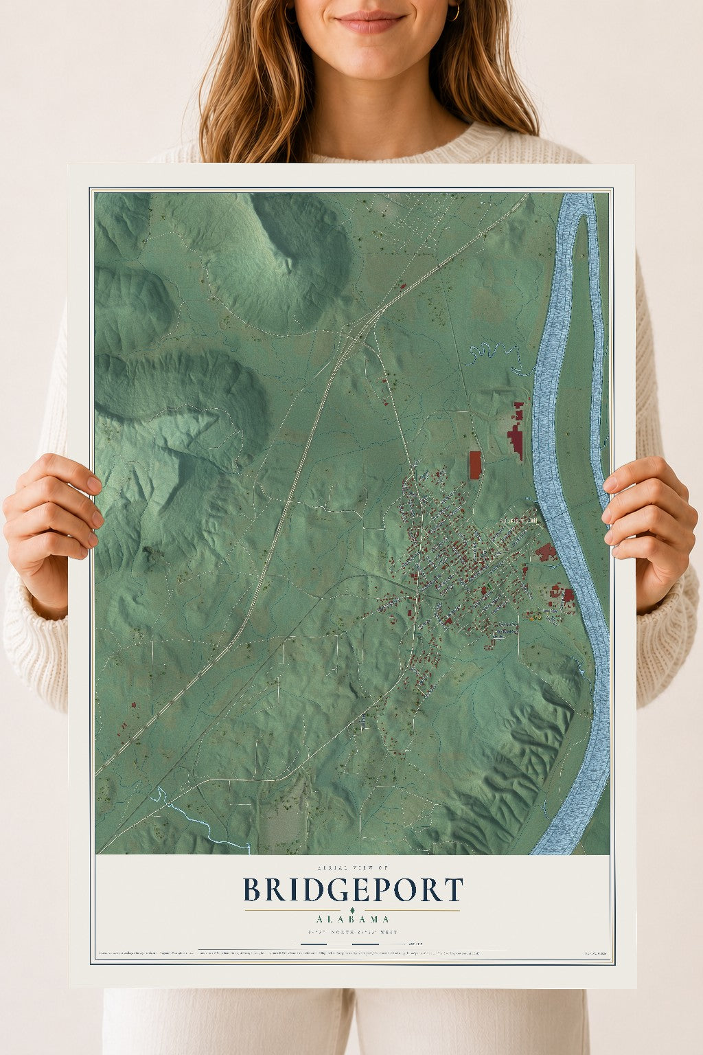 Map of Bridgeport, Alabama, 18 x 24 inch unframed archival matte print
