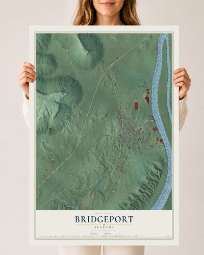 Map of Bridgeport, Alabama, 24 x 36 inch unframed archival matte print