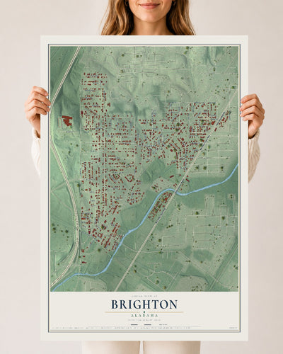 Map of Brighton, Alabama, 24 x 36 inch unframed archival matte print