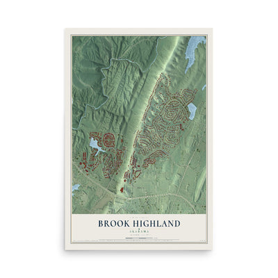 Map of Brook Highland, Alabama, 12 x 18 inch unframed archival matte print
