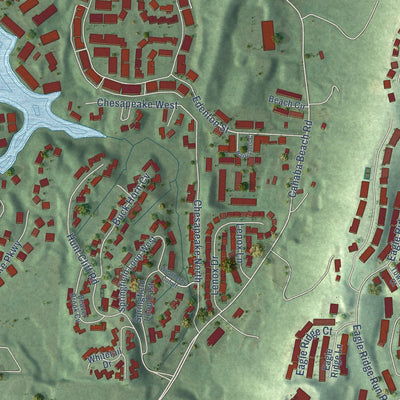 Second close-up of the map of Brook Highland, Alabama print showing more streets and buildings