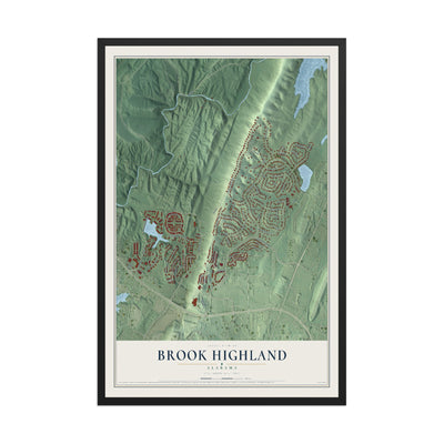 Map of Brook Highland, Alabama, 12 x 18 inch print in a black wood frame