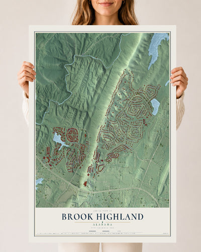 Map of Brook Highland, Alabama, 24 x 36 inch unframed archival matte print