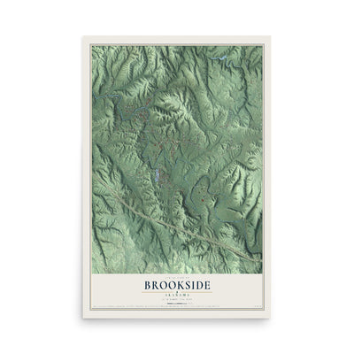 Map of Brookside, Alabama, 12 x 18 inch unframed archival matte print