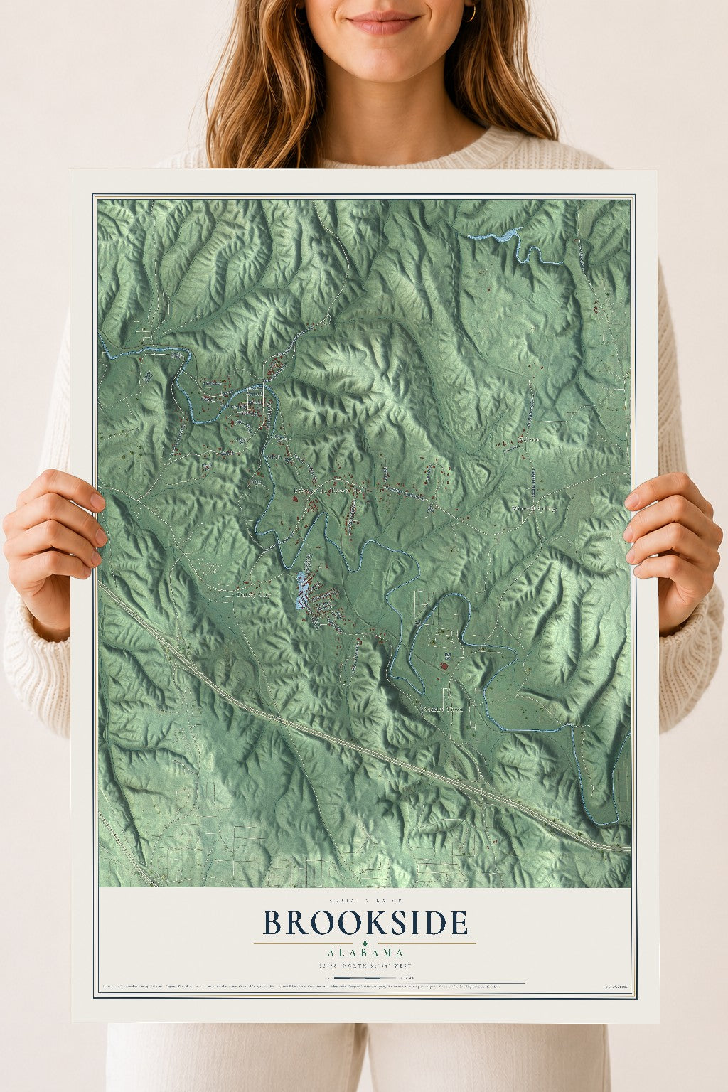 Map of Brookside, Alabama, 18 x 24 inch unframed archival matte print