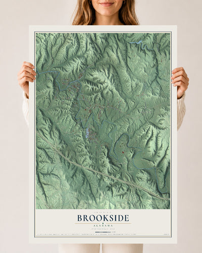 Map of Brookside, Alabama, 24 x 36 inch unframed archival matte print