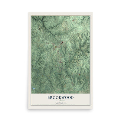 Map of Brookwood, Alabama, 12 x 18 inch unframed archival matte print