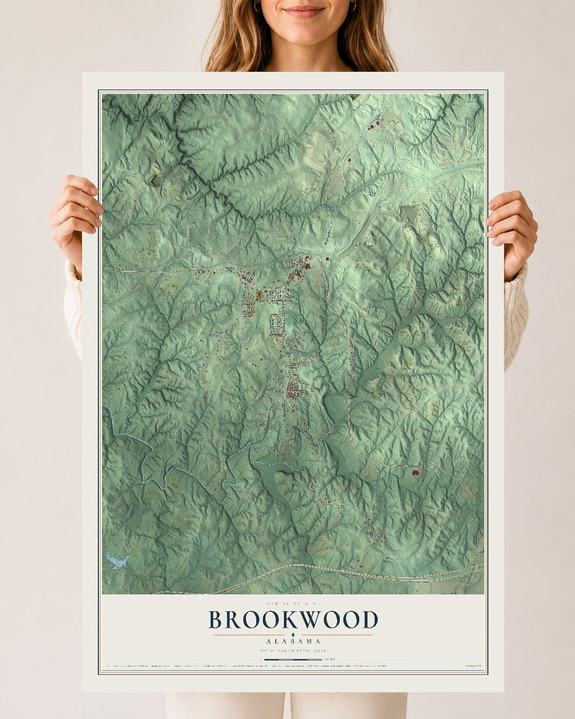 Map of Brookwood, Alabama, 24 x 36 inch unframed archival matte print