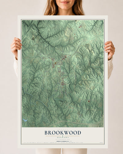 Map of Brookwood, Alabama, 24 x 36 inch unframed archival matte print
