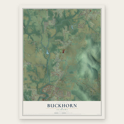 Buckhorn, Alabama map print, the full design