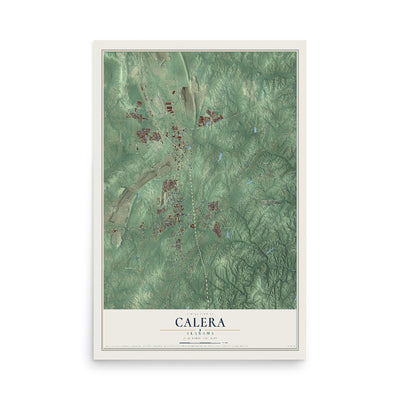 Map of Calera, Alabama, 12 x 18 inch unframed archival matte print