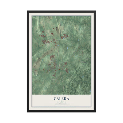 Map of Calera, Alabama, 12 x 18 inch print in a black wood frame