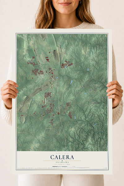 Map of Calera, Alabama, 18 x 24 inch unframed archival matte print