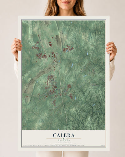 Map of Calera, Alabama, 24 x 36 inch unframed archival matte print