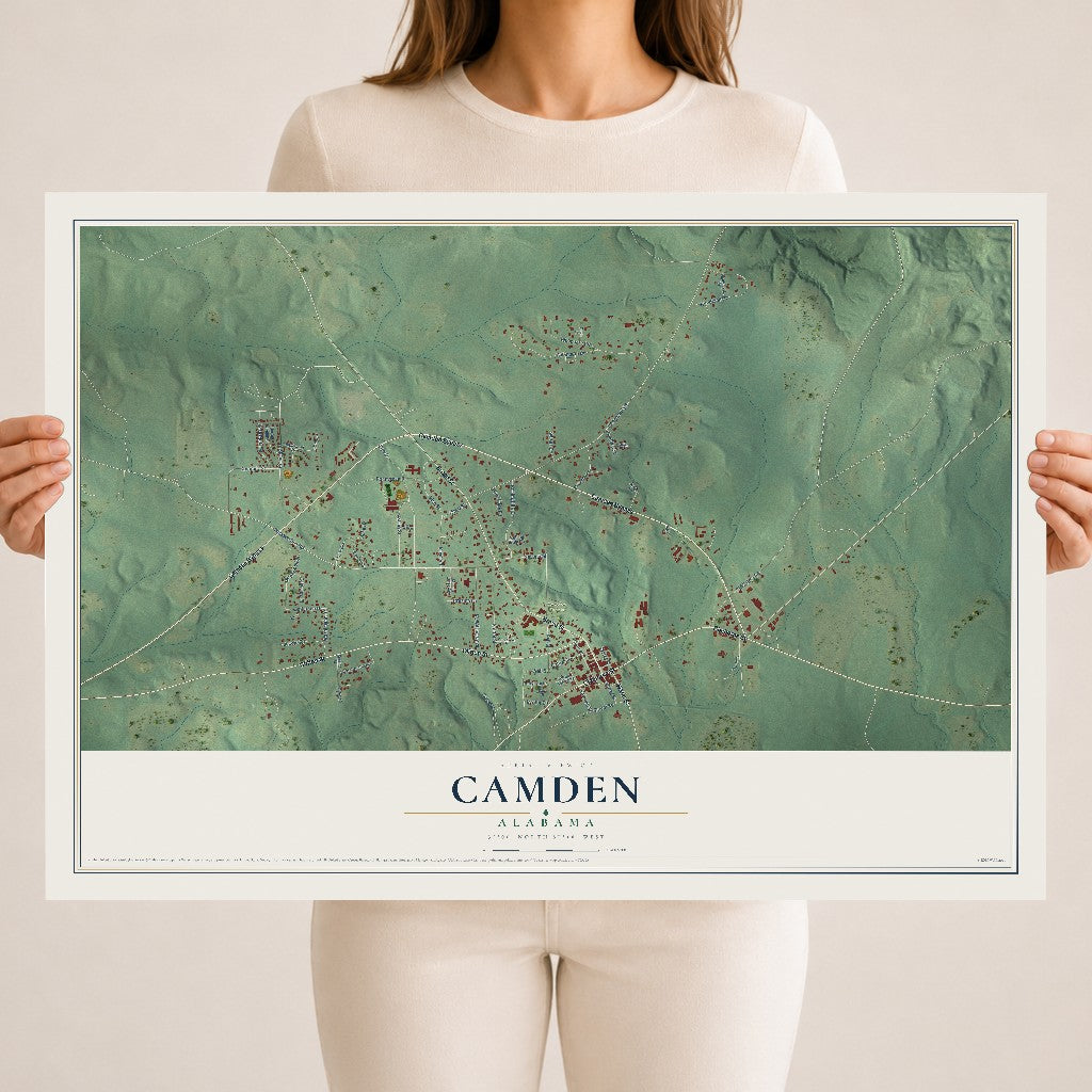 Map of Camden, Alabama, 18 x 24 inch unframed archival matte print