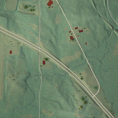 Second close-up of the map of Camp Hill, Alabama print showing more streets and buildings