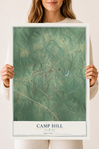 Map of Camp Hill, Alabama, 18 x 24 inch unframed archival matte print