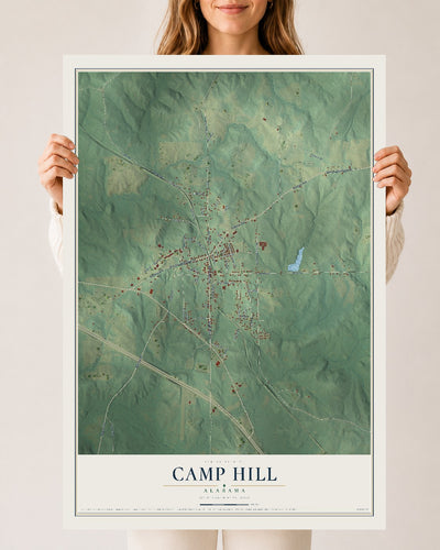 Map of Camp Hill, Alabama, 24 x 36 inch unframed archival matte print