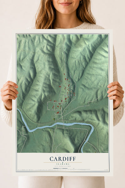 Map of Cardiff, Alabama, 18 x 24 inch unframed archival matte print
