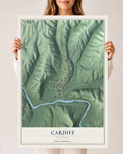 Map of Cardiff, Alabama, 24 x 36 inch unframed archival matte print