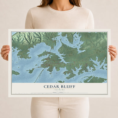 Map of Cedar Bluff, Alabama, 12 x 18 inch unframed archival matte print