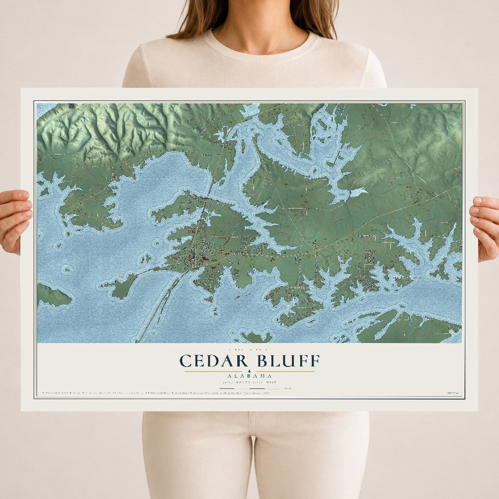Map of Cedar Bluff, Alabama, 18 x 24 inch unframed archival matte print
