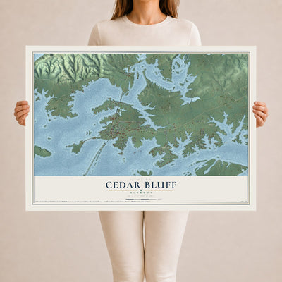 Map of Cedar Bluff, Alabama, 24 x 36 inch unframed archival matte print