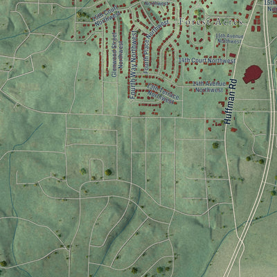 Second close-up of the map of Center Point, Alabama print showing more streets and buildings