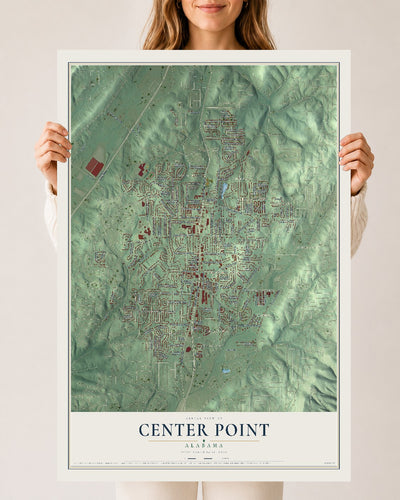Map of Center Point, Alabama, 24 x 36 inch unframed archival matte print
