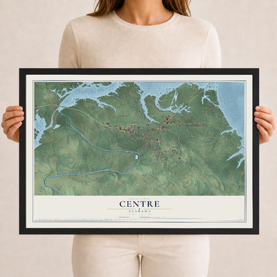 Map of Centre, Alabama, 12 x 18 inch print in a black wood frame