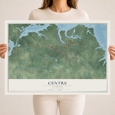 Map of Centre, Alabama, 18 x 24 inch unframed archival matte print