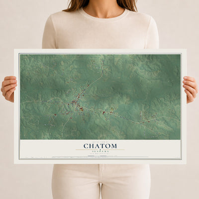 Map of Chatom, Alabama, 12 x 18 inch unframed archival matte print