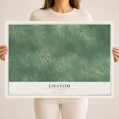Map of Chatom, Alabama, 18 x 24 inch unframed archival matte print