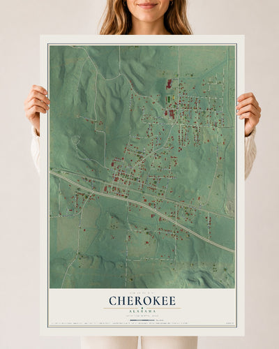 Map of Cherokee, Alabama, 24 x 36 inch unframed archival matte print