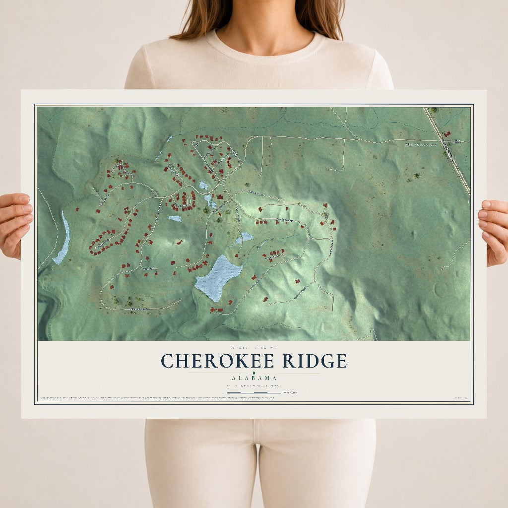 Map of Cherokee Ridge, Alabama, 18 x 24 inch unframed archival matte print