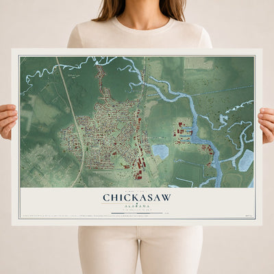Map of Chickasaw, Alabama, 18 x 24 inch unframed archival matte print