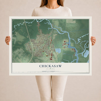 Map of Chickasaw, Alabama, 24 x 36 inch unframed archival matte print