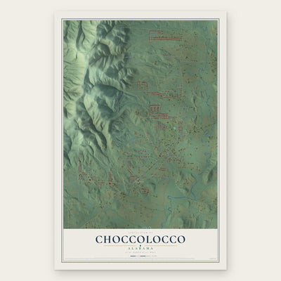 Choccolocco, Alabama map print, the full design
