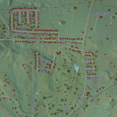 Close-up of the map of Choccolocco, Alabama print showing street and building detail