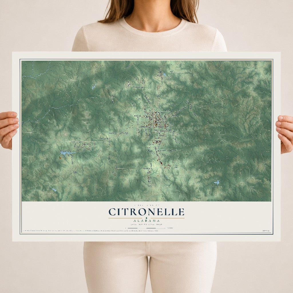 Map of Citronelle, Alabama, 18 x 24 inch unframed archival matte print