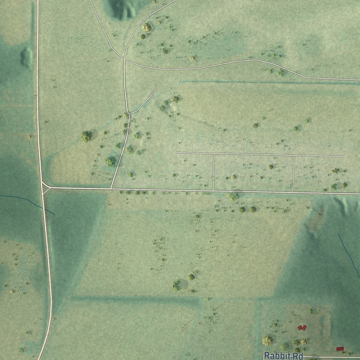 Second close-up of the map of Clayhatchee, Alabama print showing more streets and buildings